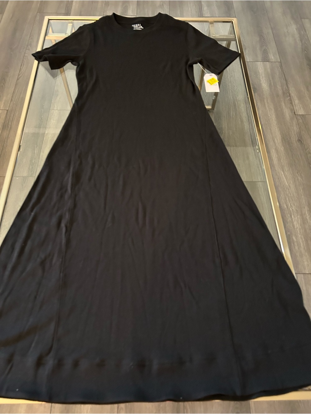 Time and Tru Black Short-Sleeve A-Line Maxi Dress